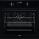 AEG 3000 Series BEX535A61B Air Fry Electric Single Built in Oven with Retractable Dials in Black
