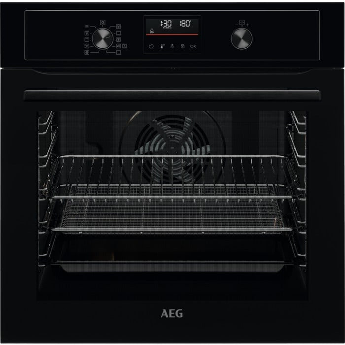 aeg-3000-series-bex535a61b-air-fry-electric-single-built-in-oven-with-retractable-dials-in-black-1158901263 AEG 3000 Series BEX535A61B Air Fry Electric Single Built in Oven with Retractable Dials in Black - Image 1