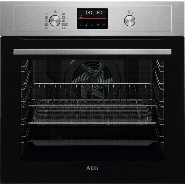 aeg-3000-series-bex535a61m-air-fry-electric-single-built-in-oven-with-retractable-dials-in-stainless-steel-1158901276 AEG 3000 Series BEX535A61M Air Fry Electric Single Built In Oven with Retractable Dials in Stainless Steel - Image 1