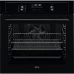 AEG 3000 Series BPX535A61B Air Fry Electric Single Built in Oven with Retractable Dials in Black