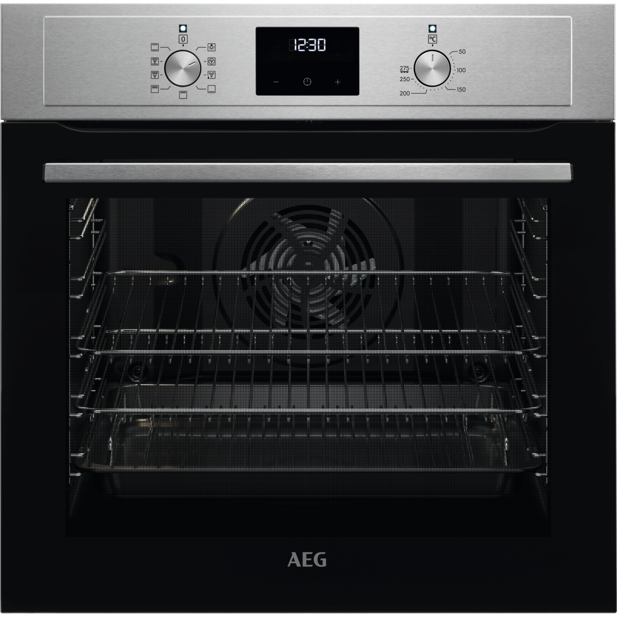 aeg-3000-sreies-bex33501em-surround-cook-electric-single-built-in-oven-with-retractable-dials-in-stainless-steel-1158901260 AEG 3000 Sreies BEX33501EM Surround Cook Electric Single Built in Oven with Retractable Dials in Stainless Steel - Image 1