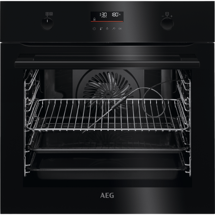 aeg-6000-bpk556260b-steambake-pyrolytic-built-in-electric-single-oven-black-1082384905 AEG 6000 BPK556260B SteamBake Pyrolytic Built-In Electric Single Oven Black - Image 1