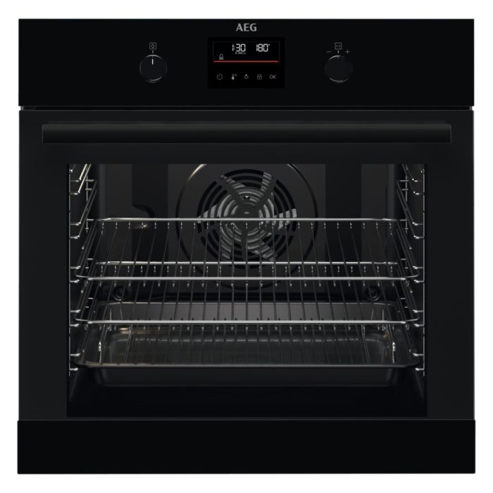 aeg-6000-series-beb335061b-surround-cook-electric-single-built-in-oven-with-retractable-dials-in-black-1158901224 AEG 6000 Series BEB335061B Surround Cook Electric Single Built in Oven with Retractable Dials in Black - Image 1
