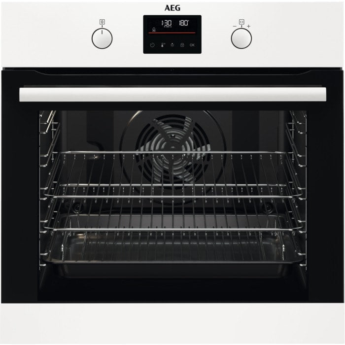 aeg-6000-series-beb335061w-surround-cook-electric-single-built-in-oven-with-retractable-dials-in-white-1158901232 AEG 6000 Series BEB335061W Surround Cook Electric Single Built in Oven with Retractable Dials in White - Image 1