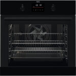 AEG 6000 Series BPK355061B Steam Bake Electric Single Built in Oven with Retractable Dials in Black