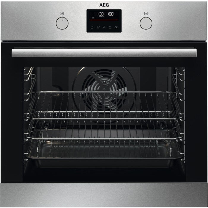 aeg-6000-series-bps355061m-steam-bake-electric-single-built-in-oven-with-retractable-dials-in-stainless-steel-1158875530 AEG 6000 Series BPS355061M Steam Bake Electric Single Built in Oven with Retractable Dials in Stainless Steel - Image 1