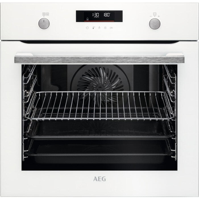 aeg-6000-series-bps555060w-steam-bake-electric-single-built-in-oven-with-retractable-dials-in-white-1158875563 AEG 6000 Series BPS555060W Steam Bake Electric Single Built In Oven with Retractable Dials in White - Image 1