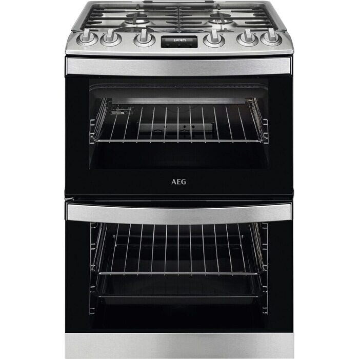 aeg-cgb6131acm-60cm-freestanding-gas-cooker-with-double-oven-in-stainless-steel-1161181388 AEG CGB6131ACM 60cm Freestanding Gas Cooker with Double Oven in Stainless Steel - Image 1