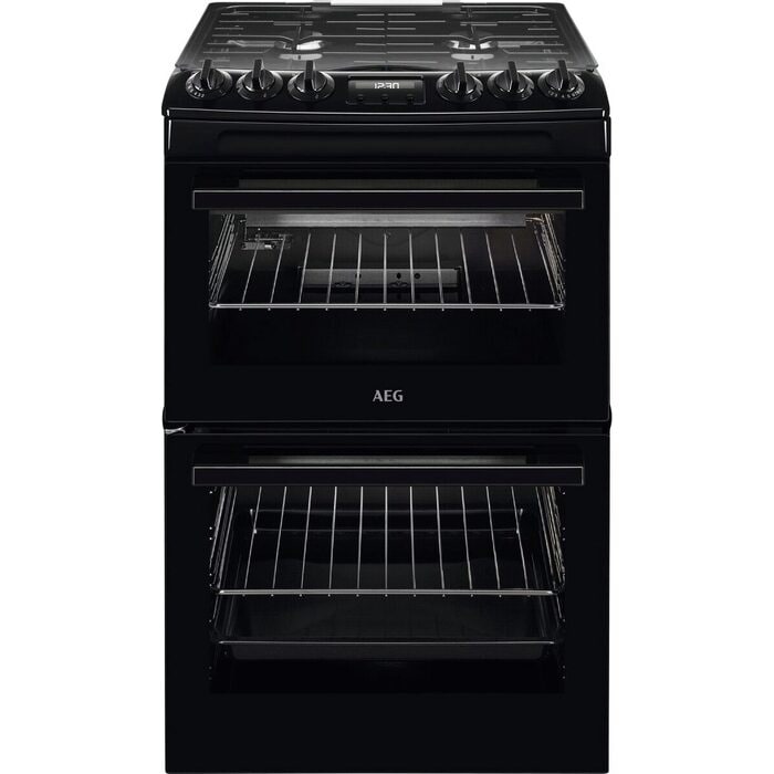 aeg-cgx1130acb-55cm-freestanding-gas-cooker-with-double-oven-in-black-1161078506 AEG CGX1130ACB 55cm Freestanding Gas Cooker with Double Oven in Black - Image 1