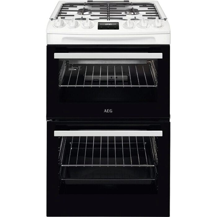 aeg-cgx1130acw-55cm-freestanding-gas-cooker-with-double-ovens-in-white-1161057837 AEG CGX1130ACW 55cm Freestanding Gas Cooker With Double Ovens in White - Image 1