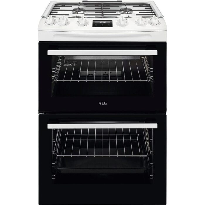 aeg-cgx6130acw-60cm-freestanding-gas-cooker-with-double-oven-in-white-1160046324 AEG CGX6130ACW 60cm Freestanding Gas Cooker with Double Oven in White - Image 1