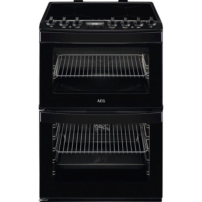 aeg-cib6743acb-6000-series-steam-bake-60cm-freestanding-electric-cooker-with-induction-hob-in-black-black-1159836949 AEG CIB6743ACB 6000 Series Steam Bake 60cm Freestanding Electric Cooker with Induction Hob in Black - Image 1