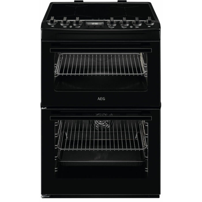 AEG CIX6540ACB Freestanding Electric Cooker Double Oven with Induction Hob Black - Image 1