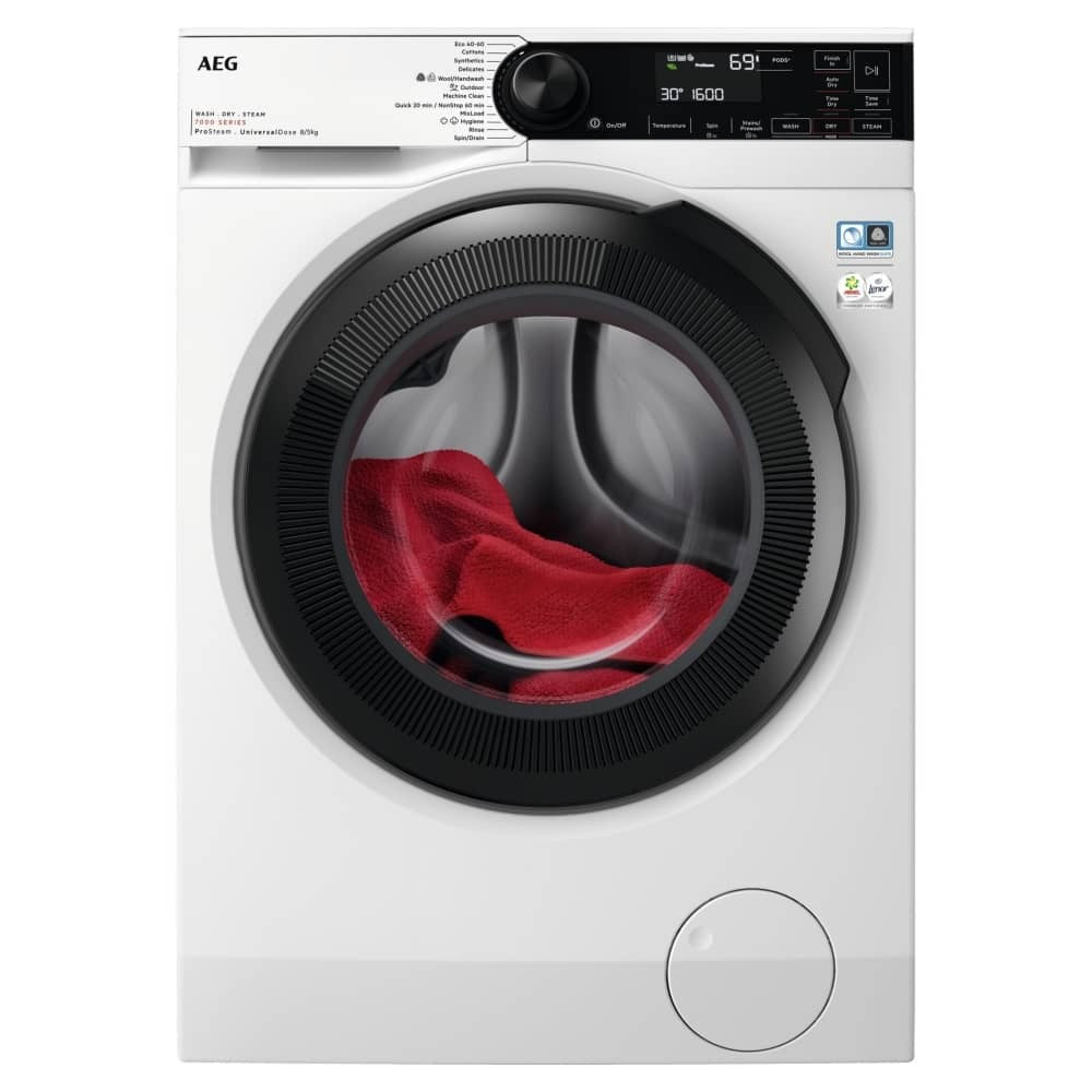 aeg-lwr7485m4u-series-7000-prosteam-8-5kg-1600-spin-washer-dryer-white-1154936557 AEG LWR7485M4U Series 7000 ProSteam 8+5kg 1600 Spin Washer Dryer White - Image 1