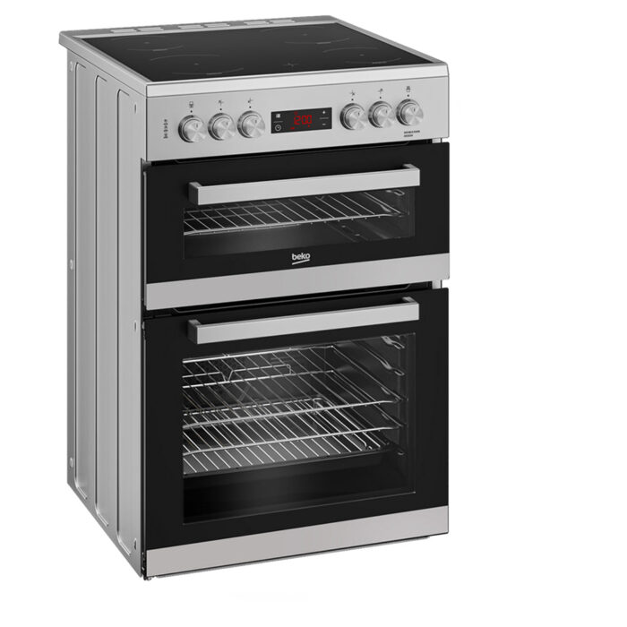 Beko EDC634S 60cm Double Oven Electric Cooker with Ceramic Hob - Silver - Image 2