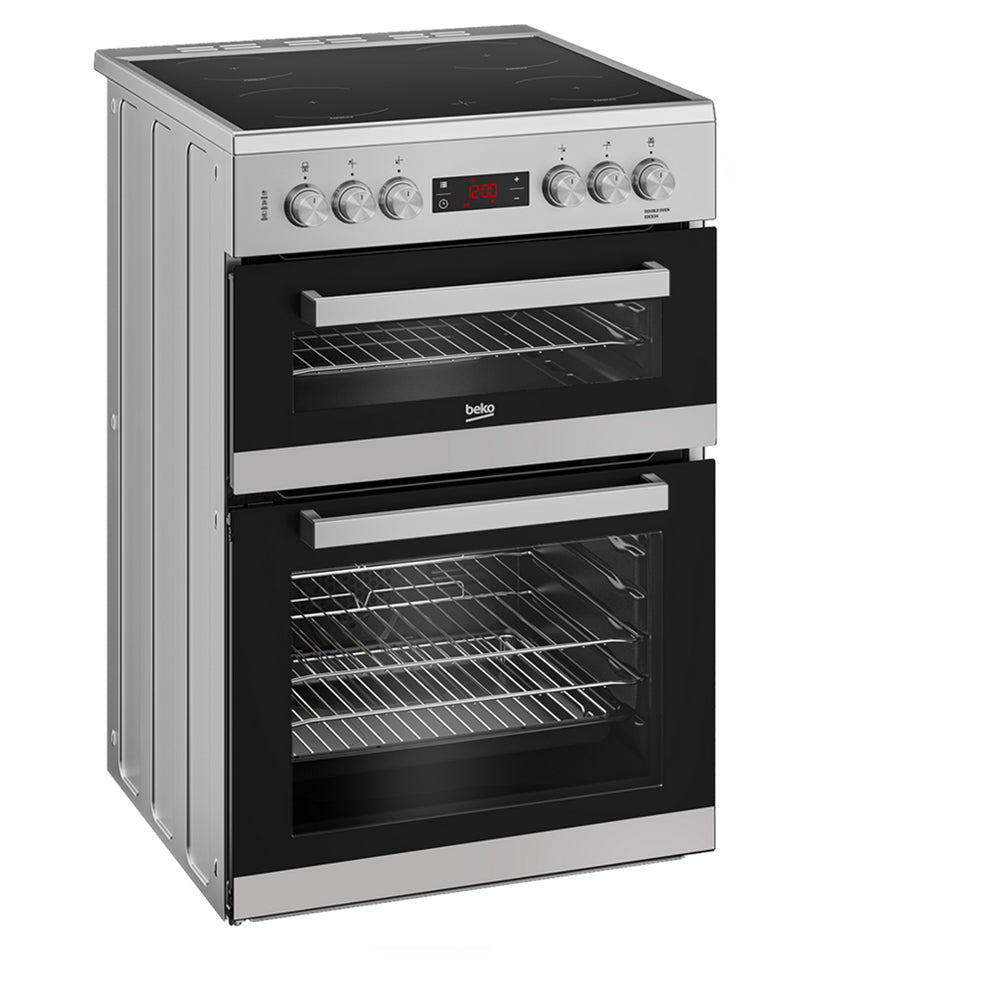 beko-edc634s-60cm-double-oven-electric-cooker-with-ceramic-hob-silver-1082389019 Beko EDC634S 60cm Double Oven Electric Cooker with Ceramic Hob - Silver - Image 2