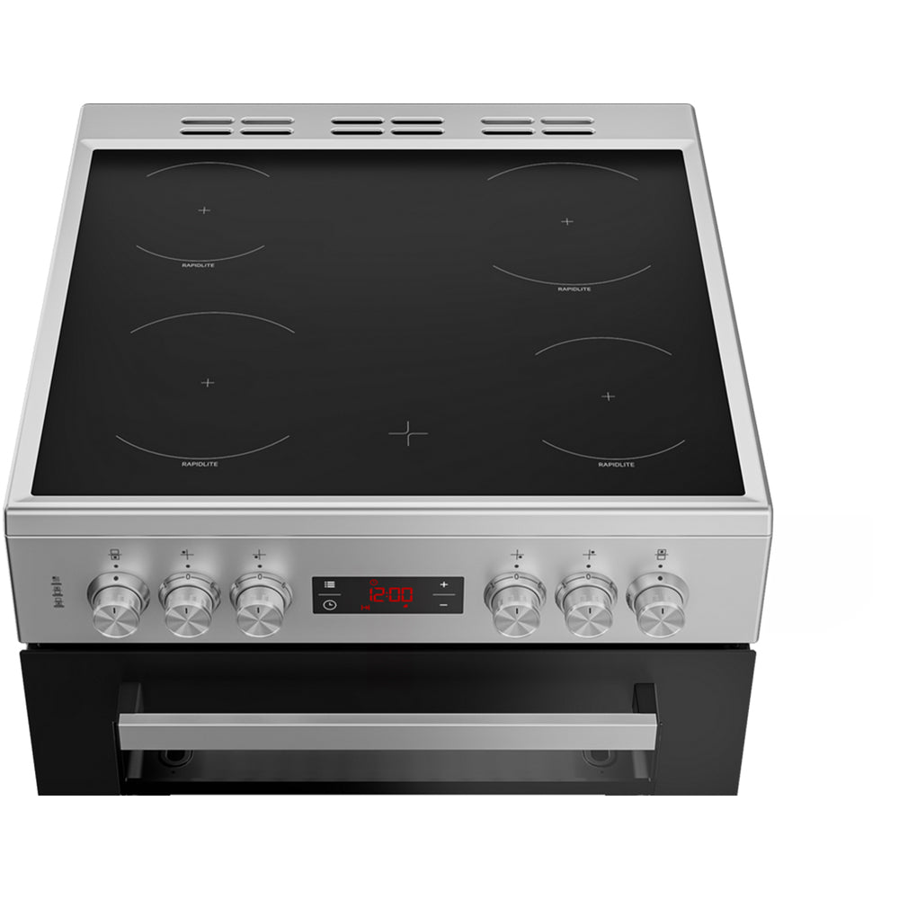 beko-edc634s-60cm-double-oven-electric-cooker-with-ceramic-hob-silver-1082389021 Beko EDC634S 60cm Double Oven Electric Cooker with Ceramic Hob - Silver - Image 3