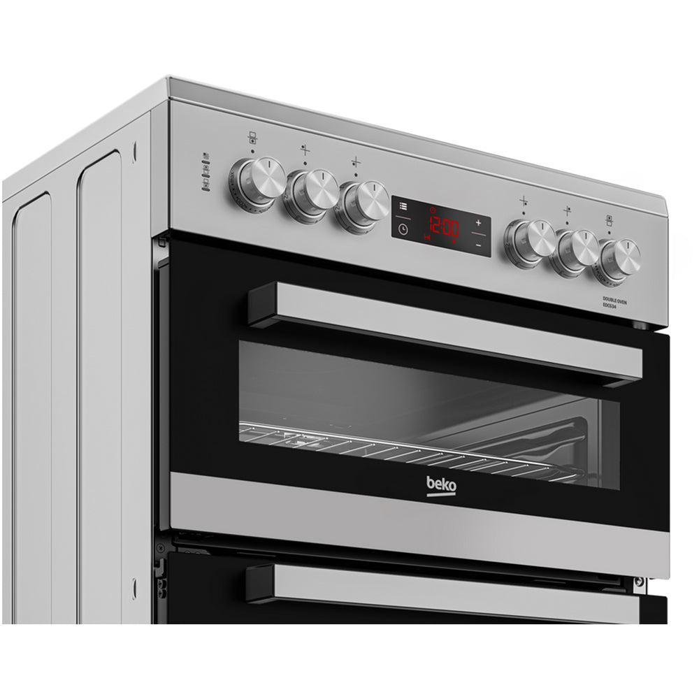 beko-edc634s-60cm-double-oven-electric-cooker-with-ceramic-hob-silver-1082389023 Beko EDC634S 60cm Double Oven Electric Cooker with Ceramic Hob - Silver - Image 4