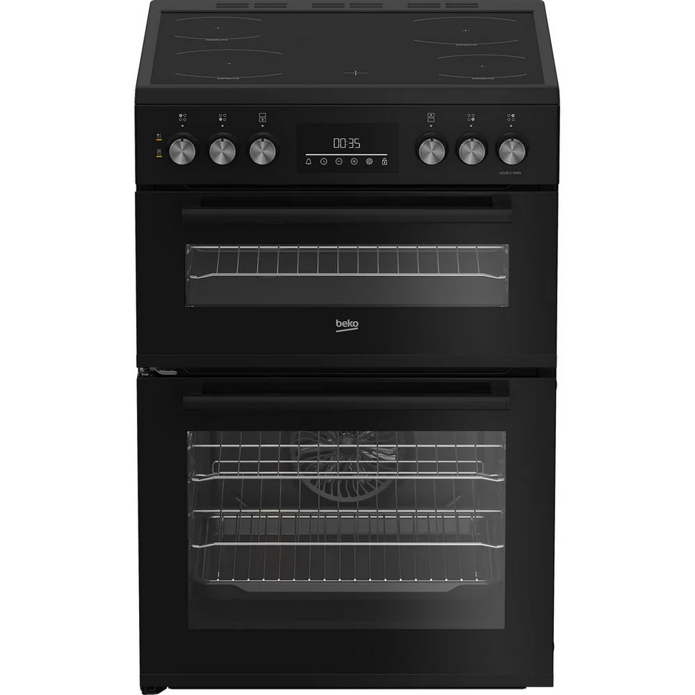 beko-edc6731k-60cm-double-oven-electric-cooker-with-vitroceramic-hob-black-1172591523 Beko EDC6731K 60cm Double Oven Electric Cooker with Vitroceramic Hob Black - Image 1