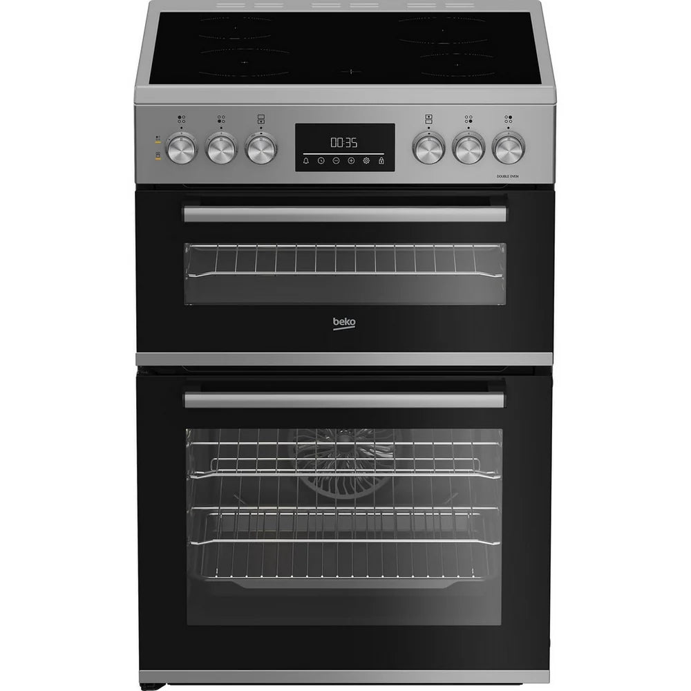 beko-edc6731s-60cm-double-oven-electric-cooker-with-vitroceramic-hob-silver-1172591529 Beko EDC6731S 60cm Double Oven Electric Cooker with Vitroceramic Hob Silver - Image 1