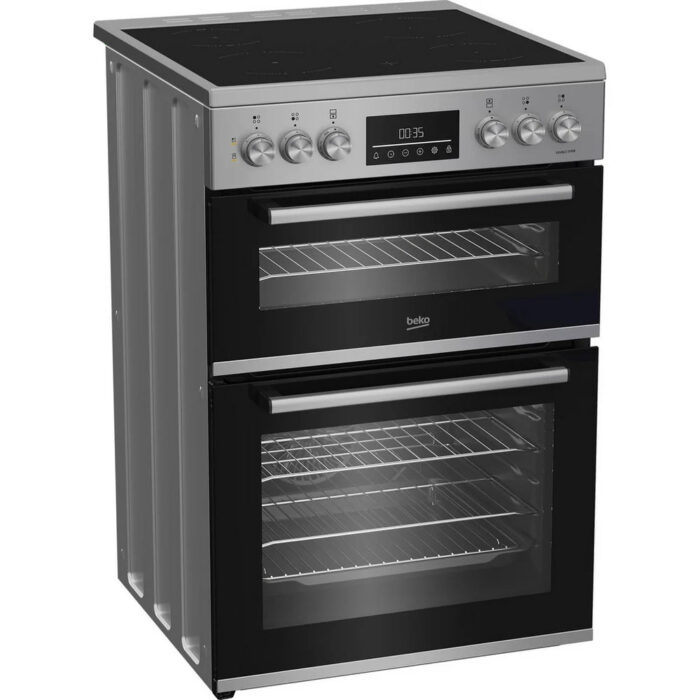 Beko EDC6731S 60cm Double Oven Electric Cooker with Vitroceramic Hob Silver - Image 2