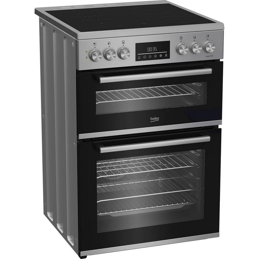 beko-edc6731s-60cm-double-oven-electric-cooker-with-vitroceramic-hob-silver-1172591530 Beko EDC6731S 60cm Double Oven Electric Cooker with Vitroceramic Hob Silver - Image 2