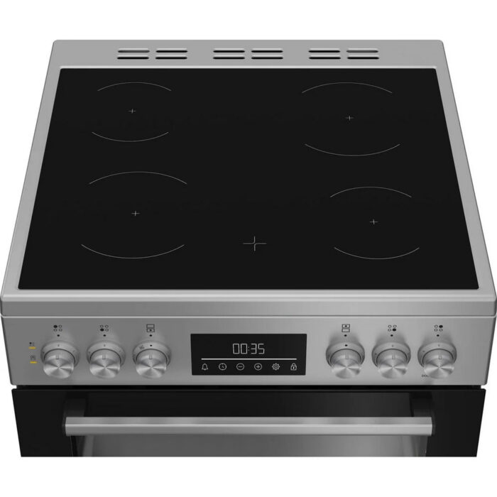 Beko EDC6731S 60cm Double Oven Electric Cooker with Vitroceramic Hob Silver - Image 3