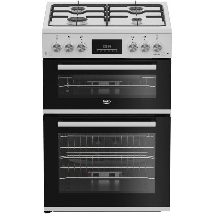 Beko EDG6231W 60cm Twin Cavity Gas Cooker with Enamel Hob White - Image 1