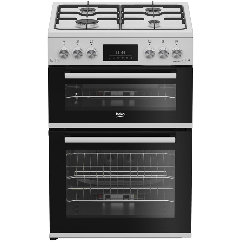 beko-edg6231w-60cm-twin-cavity-gas-cooker-with-enamel-hob-white-1082389065 Beko EDG6231W 60cm Twin Cavity Gas Cooker with Enamel Hob White - Image 1
