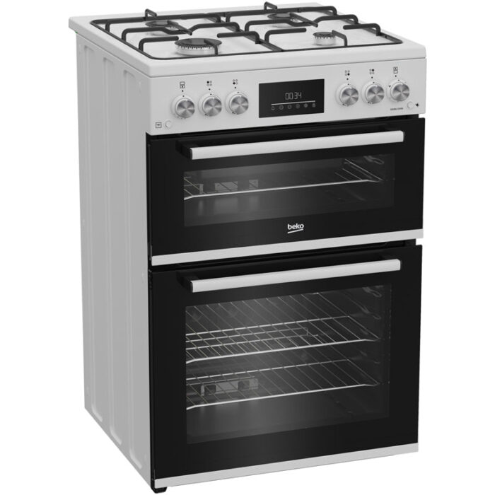 Beko EDG6231W 60cm Twin Cavity Gas Cooker with Enamel Hob White - Image 2