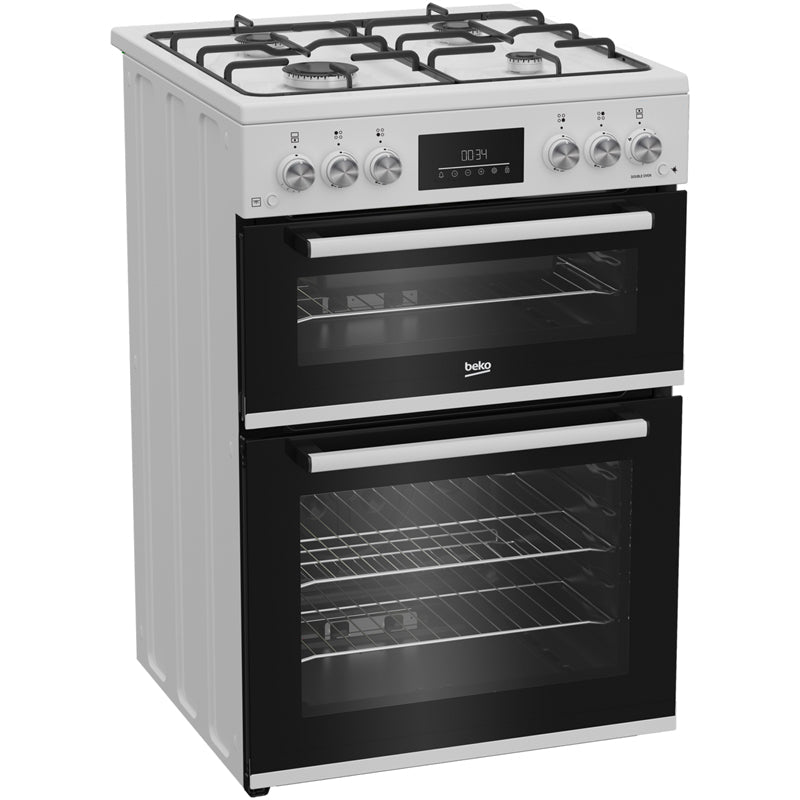 beko-edg6231w-60cm-twin-cavity-gas-cooker-with-enamel-hob-white-1082389066 Beko EDG6231W 60cm Twin Cavity Gas Cooker with Enamel Hob White - Image 2