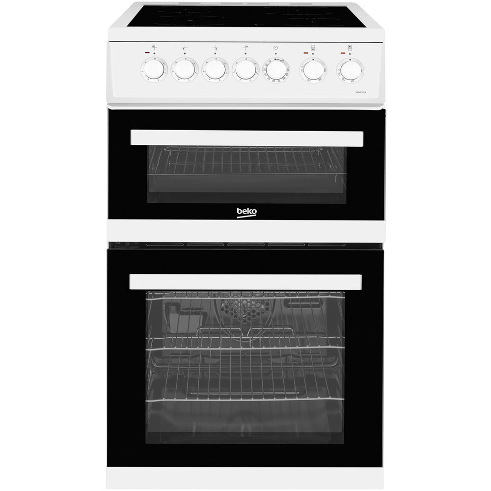 beko-edvc503w-50cm-electric-double-oven-with-ceramic-hob-white-white-1082389116 Beko EDVC503W 50cm Electric Double Oven with Ceramic Hob - White - Image 1