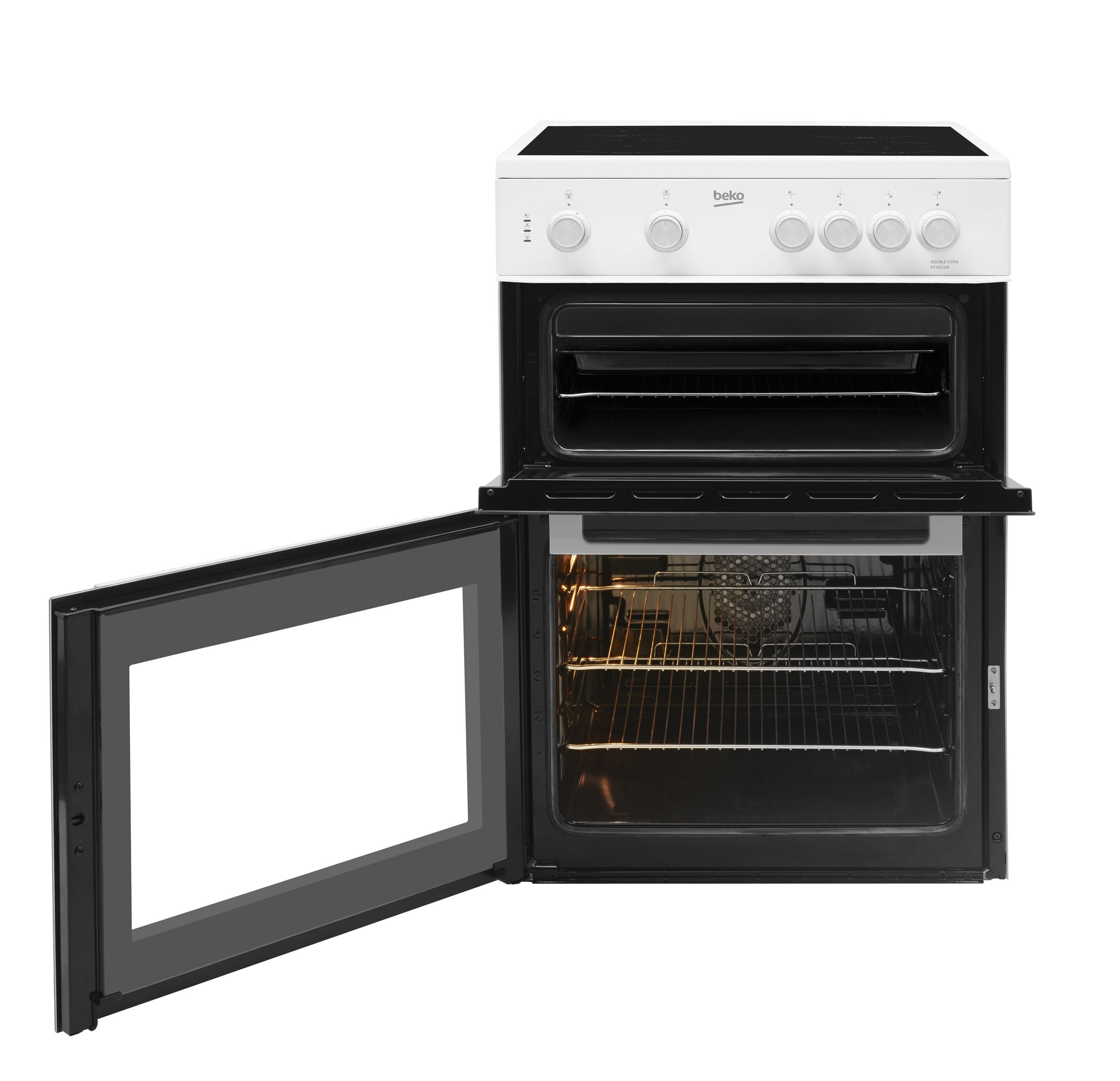 beko-etc611w-60cm-oven-electric-cooker-with-ceramic-hob-white-1082389144 Beko ETC611W 60cm Oven Electric Cooker with Ceramic Hob White - Image 2