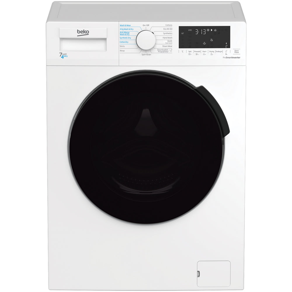 beko-wdl742441w-7kg-4kg-1200-spin-washer-dryer-white-1082389343 Beko WDL742441W 7kg/4kg 1200 Spin Washer Dryer - White - Image 1