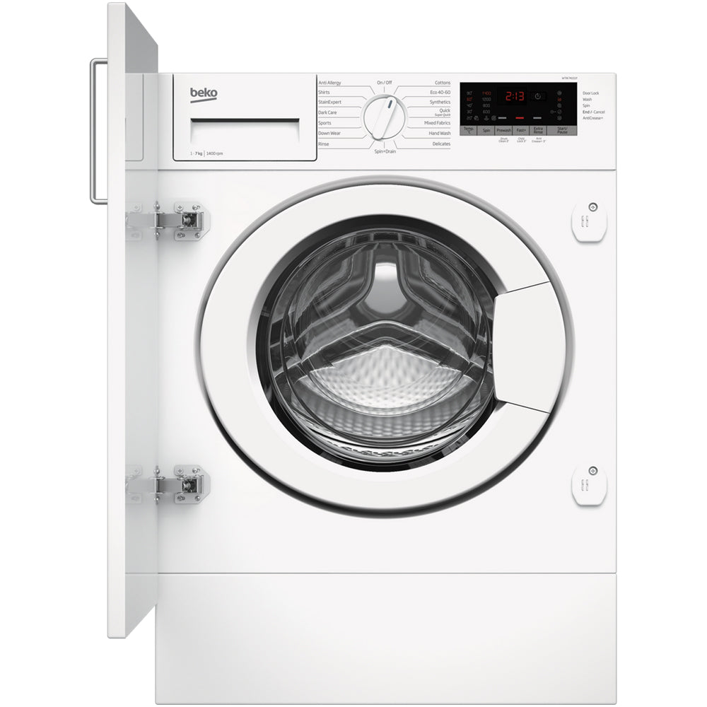 beko-wtik74151f-7kg-1400rpm-integrated-recycledtub-washing-machine-white-1082389358 Beko WTIK74151F 7kg 1400rpm Integrated RecycledTub™ Washing Machine - White - Image 1