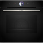 Bosch HRG7764B1B Series 8 Pyrolytic Built in Single Electric Oven with Added Steam Funtion and Air Fry in Black