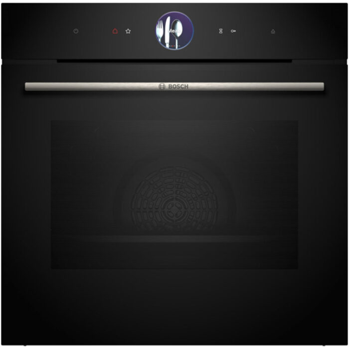 Bosch HRG7764B1B Series 8 Pyrolytic Built in Single Electric Oven with Added Steam Funtion and Air Fry in Black - Image 1