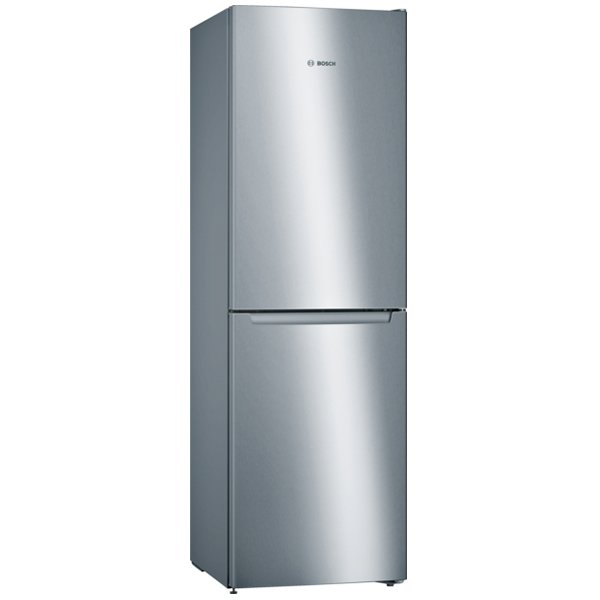 bosch-kgn34nleag-serie-2-free-standing-fridge-freezer-with-freezer-at-bottom-186-x-60-cm-inox-look-1082392233 Bosch KGN34NLEAG Series 2 Freestanding Frost Free Fridge Freezer Silver - Image 1
