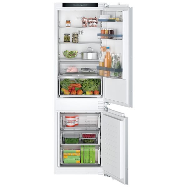 bosch-kin86vfe0g-series-4-frost-free-built-in-fridge-freezer-with-flat-hinge-white-1082392390 Bosch KIN86VFE0G Series 4 Frost Free Built In Fridge Freezer with Flat Hinge White - Image 1
