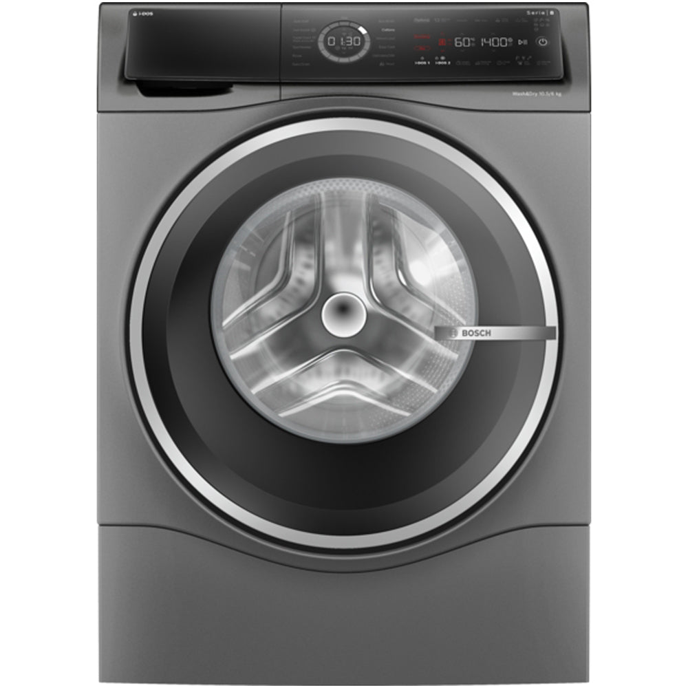 bosch-wnc254argb-series-8-10-5-6kg-washer-dryer-with-1400-spin-graphite-d-rated-1176773022 Bosch WNC254ARGB Series 8 10.5+6kg Washer Dryer with 1400 Spin Graphite - D Rated - Image 1