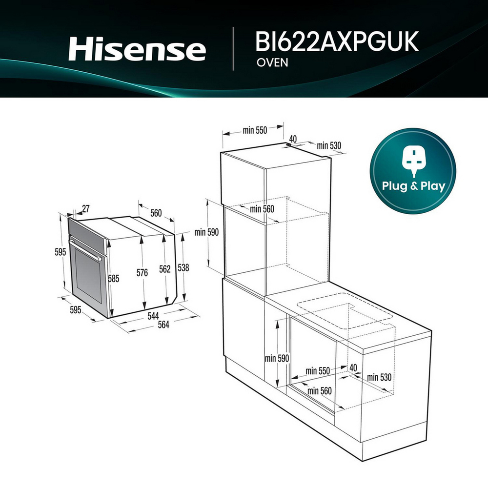 hisense-bi622axpguk-hi4-59-5cm-built-in-electric-single-oven-stainless-steel-1195941120 Hisense BI622AXPGUK Hi4 59.5cm Built In Electric Single Oven Stainless Steel - Image 14