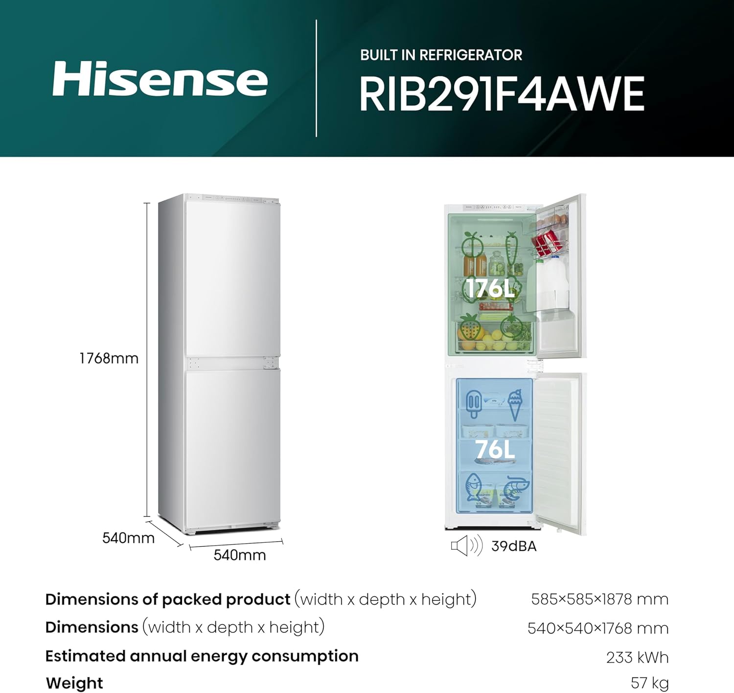 hisense-rib291f4awe-177cm-high-integrated-frost-free-fridge-freezer-white-1133550132 Hisense RIB291F4AWE 177cm High Integrated Frost Free Fridge Freezer White - Image 5