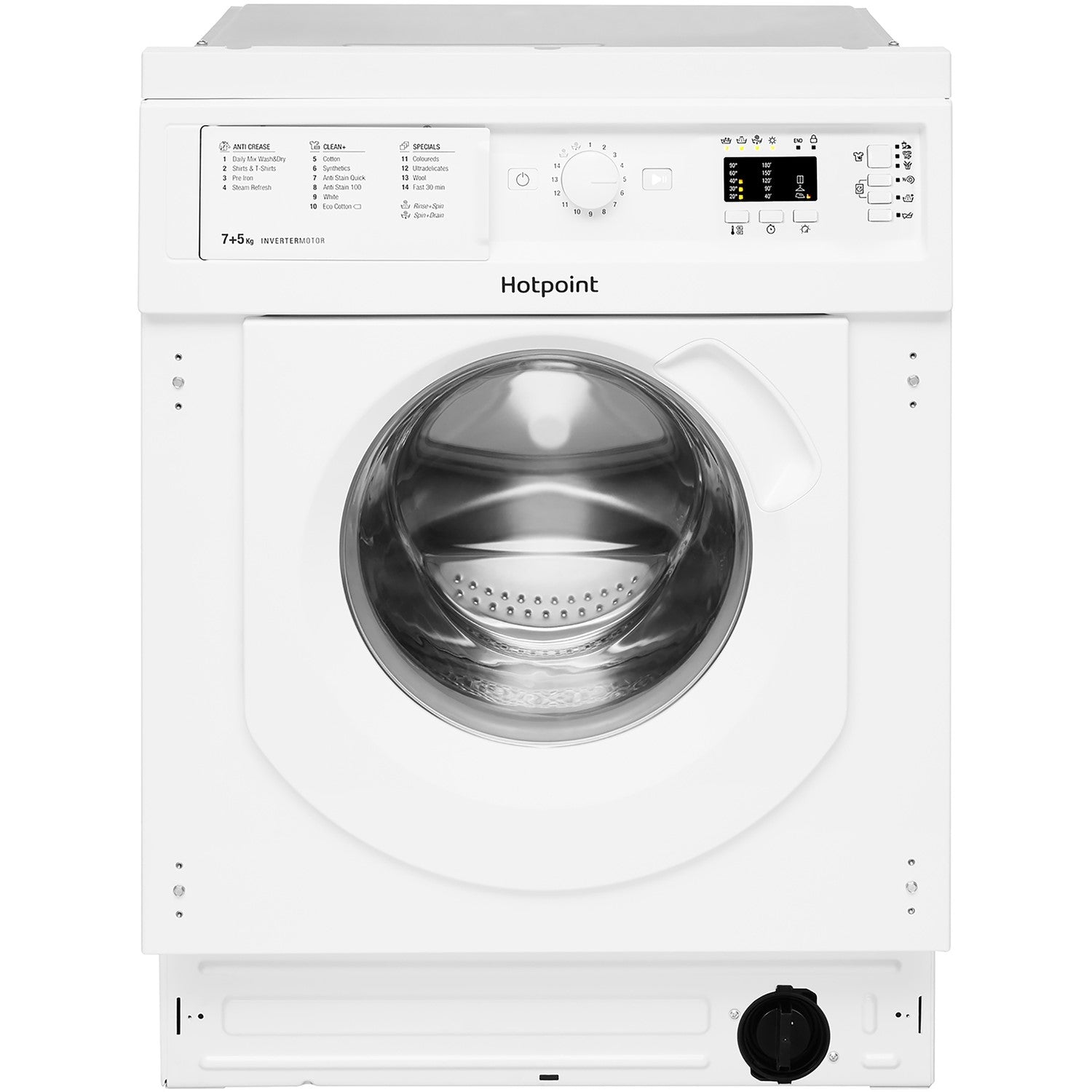 hotpoint-biwdhg75148ukn-7-5kg-1400-spin-built-in-washer-dryer-with-anti-stain-white-1181796563 Hotpoint BIWDHG75148UKN 7+5kg 1400 Spin Built In Washer Dryer With Anti-Stain White - Image 1
