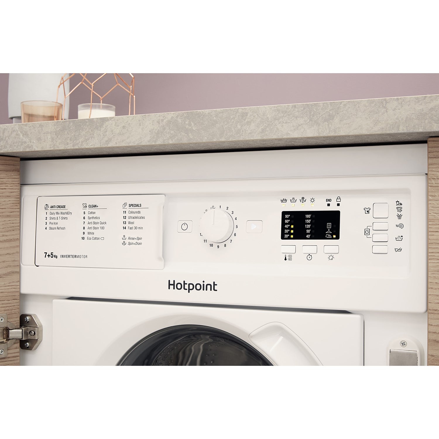 hotpoint-biwdhg75148ukn-7-5kg-1400-spin-built-in-washer-dryer-with-anti-stain-white-1181796567 Hotpoint BIWDHG75148UKN 7+5kg 1400 Spin Built In Washer Dryer With Anti-Stain White - Image 3