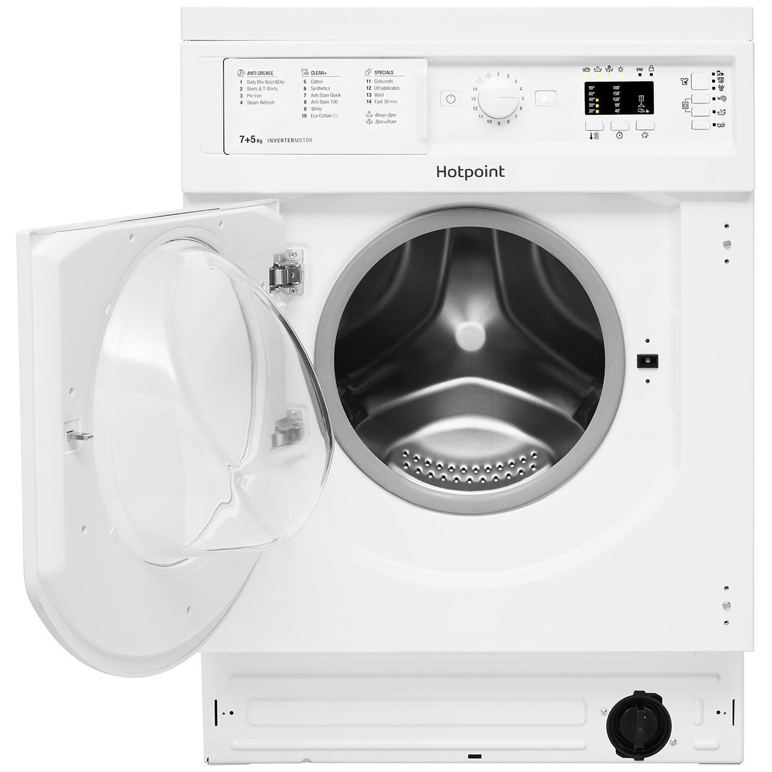 hotpoint-biwdhg75148ukn-7-5kg-1400-spin-built-in-washer-dryer-with-anti-stain-white-1181796571 Hotpoint BIWDHG75148UKN 7+5kg 1400 Spin Built In Washer Dryer With Anti-Stain White - Image 2