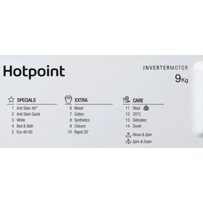 Hotpoint BIWMHG91485UK Integrated 9Kg 1400 Spin Washing Machine White - Image 10