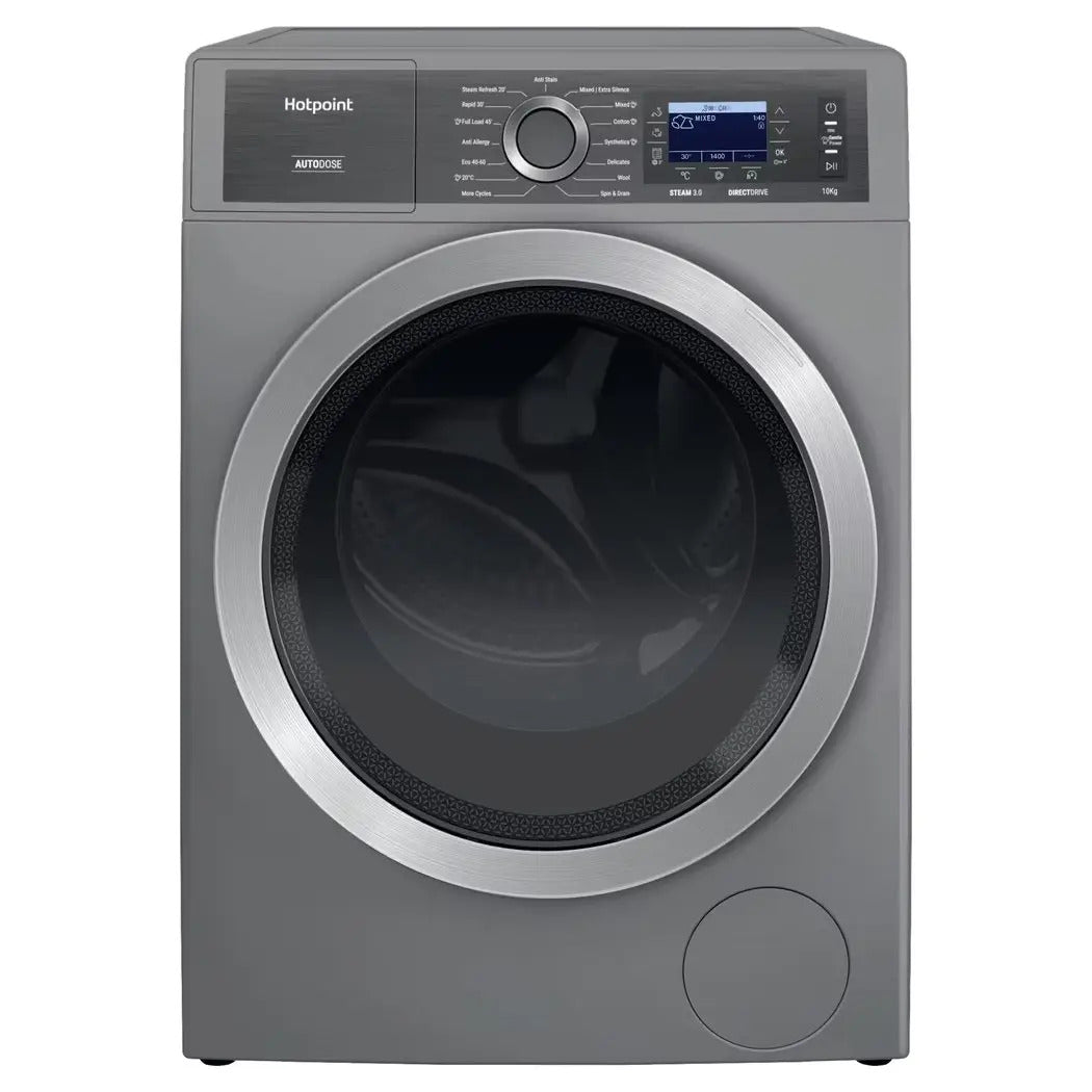 hotpoint-h809adsgpoweruk-10kg-gentlepower-washing-machine-silver-1176525526 Hotpoint H809ADSGPOWERUK 10kg 1400 Spin GentlePower Washing Machine Silver - Image 1