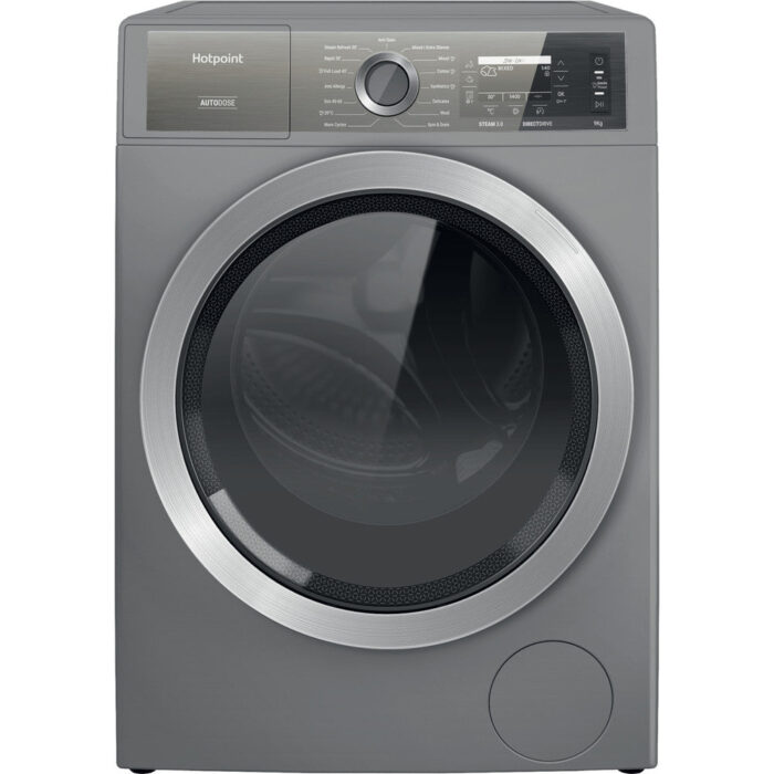 Hotpoint H899ADSGPOWERUK 9Kg 1400 Spin Autodose Freestanding Washing Machine Silver - Image 1