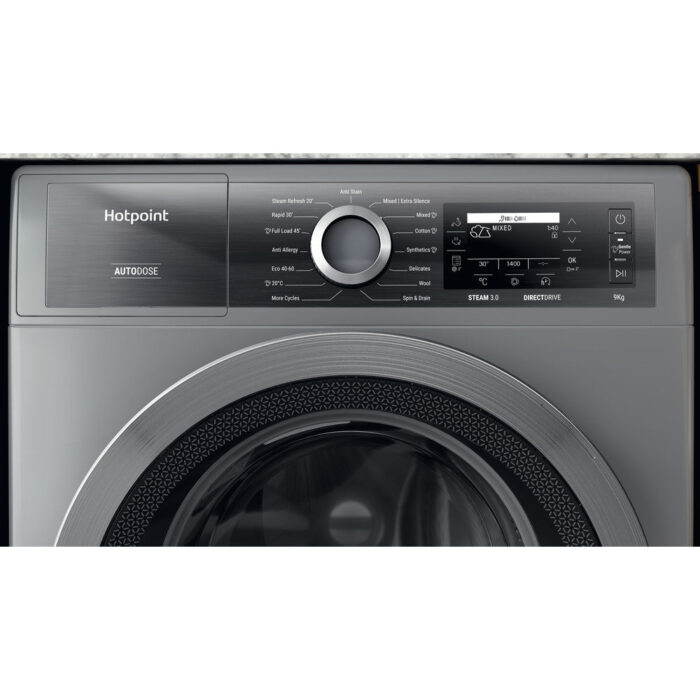 Hotpoint H899ADSGPOWERUK 9Kg 1400 Spin Autodose Freestanding Washing Machine Silver - Image 5