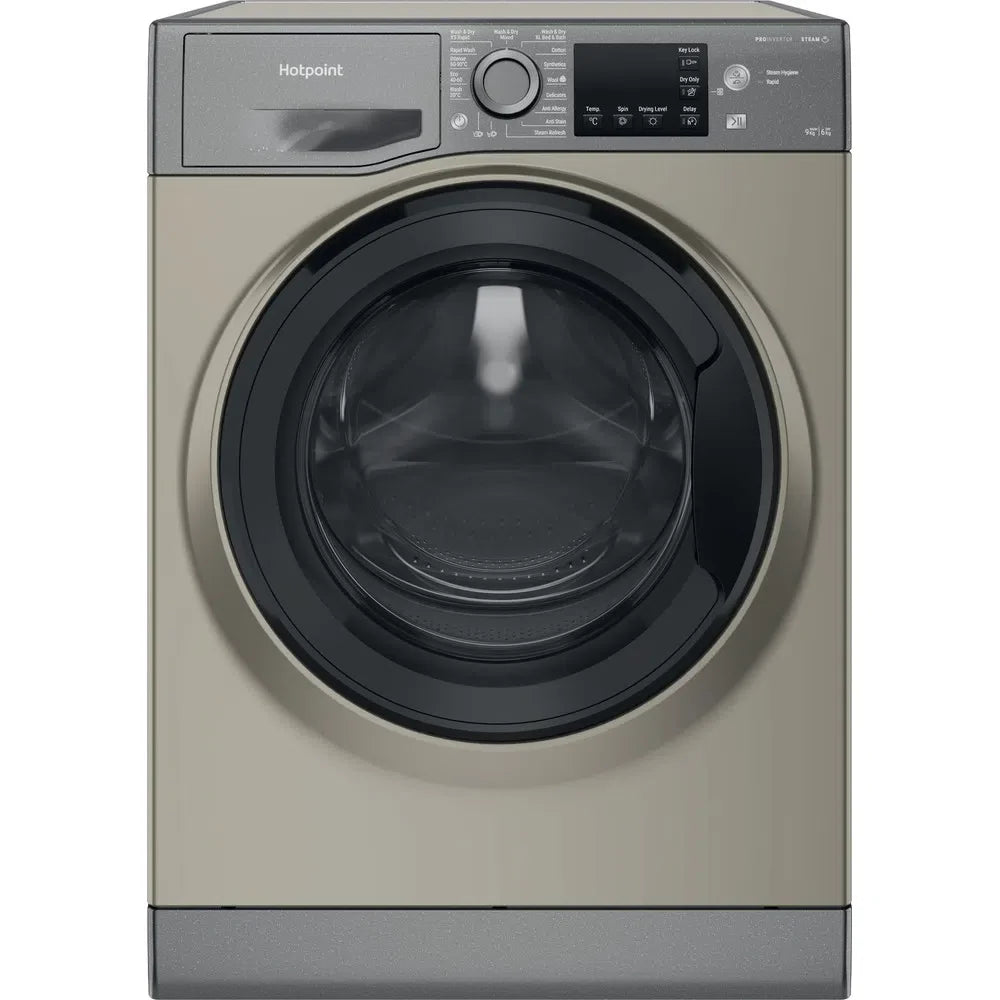 hotpoint-ndb9635gkuk-9-6kg-1400-spin-washer-dryer-graphite-1082406383 Hotpoint NDB9635GKUK 9+6Kg 1400 Spin Washer Dryer Graphite - Image 1
